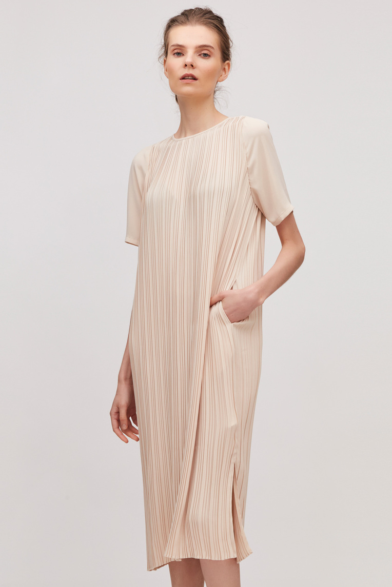 Pleated Shift Dress