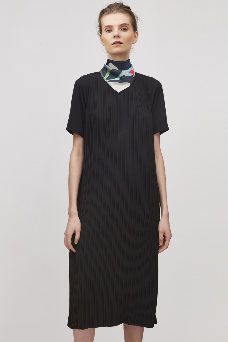 Pleated Shift Dress