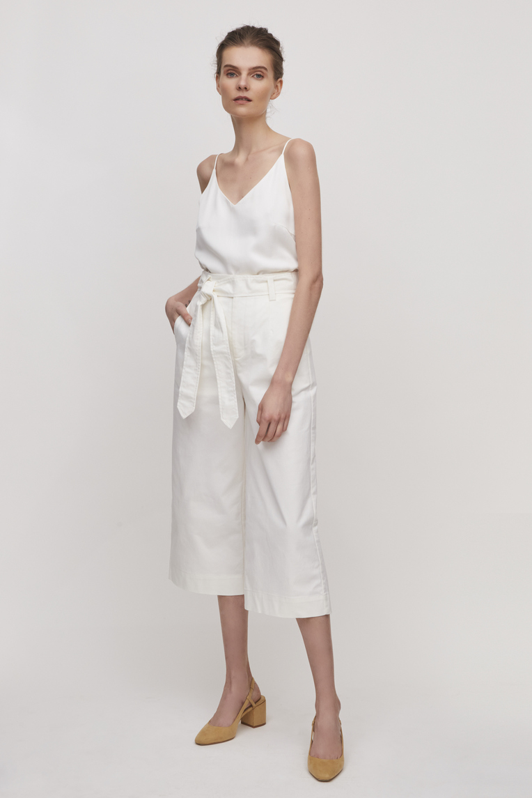 Cotton High-Waisted Pants