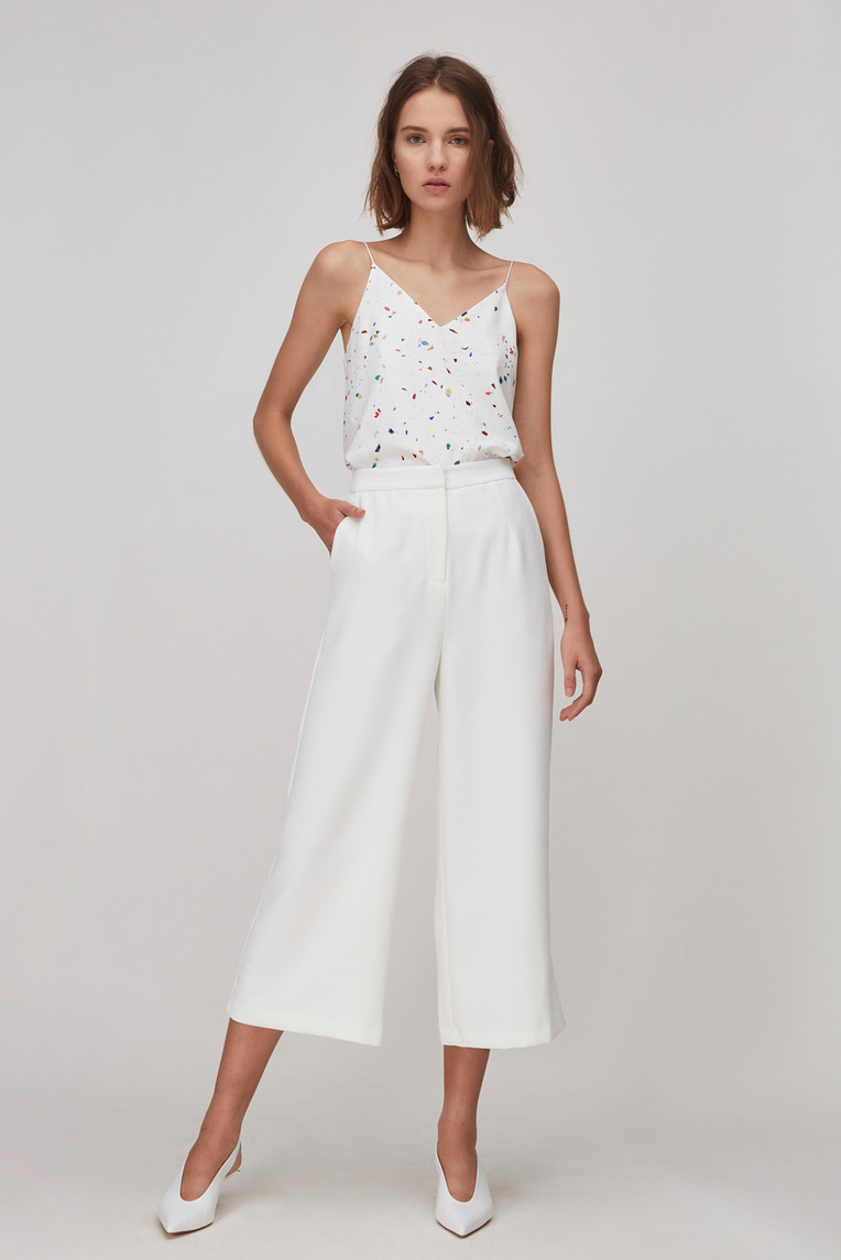 Crepe High-Waisted Pants