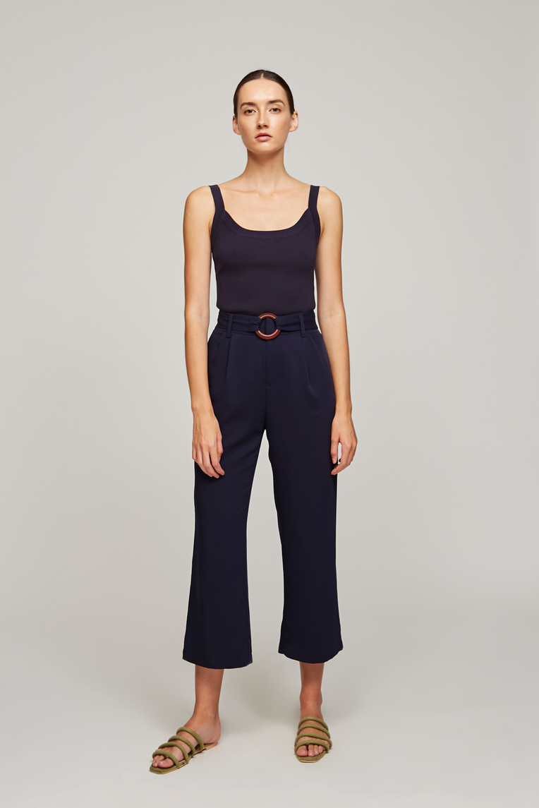 High-Waisted Belted Pants