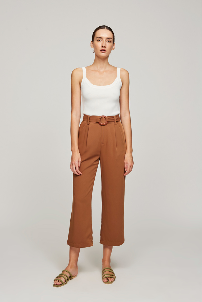 High-Waisted Belted Pants