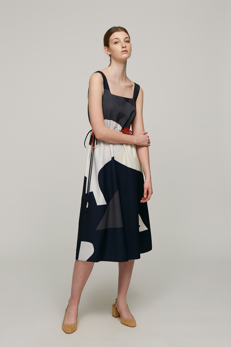 Roadmap Square-neck Midi Dress