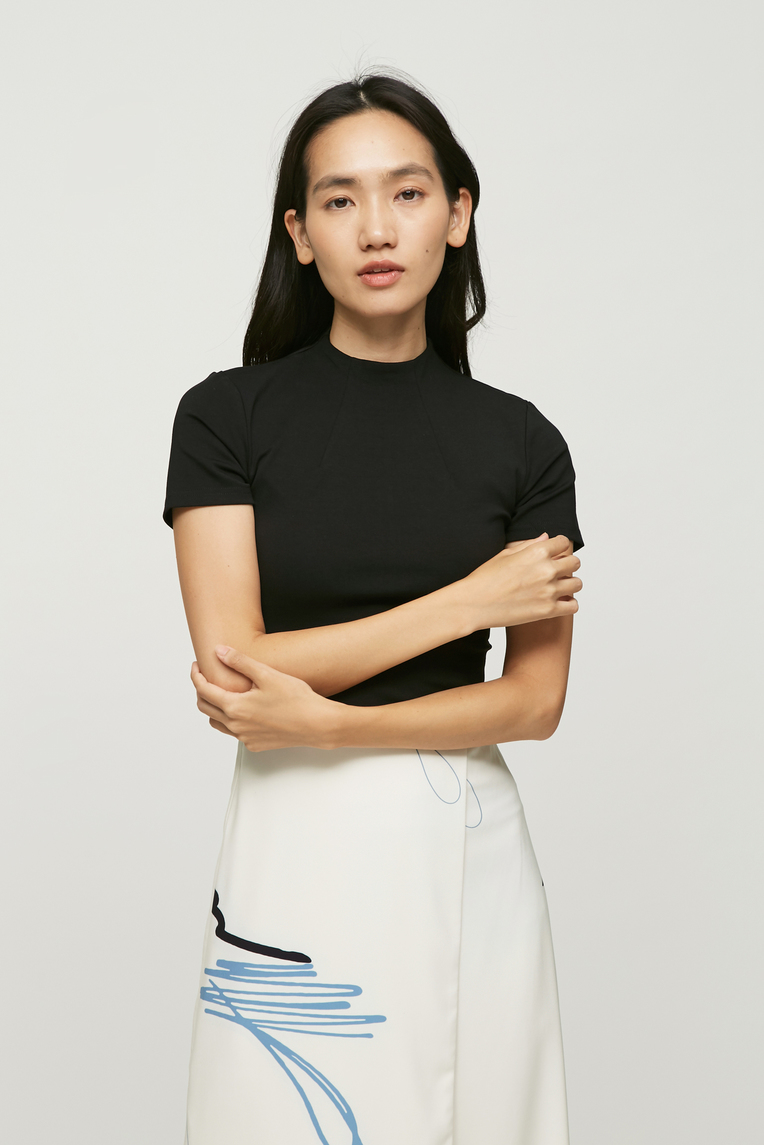 Raised Neck Jersey Top