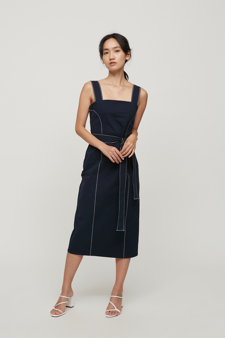 Contrast Seam Fitted Dress