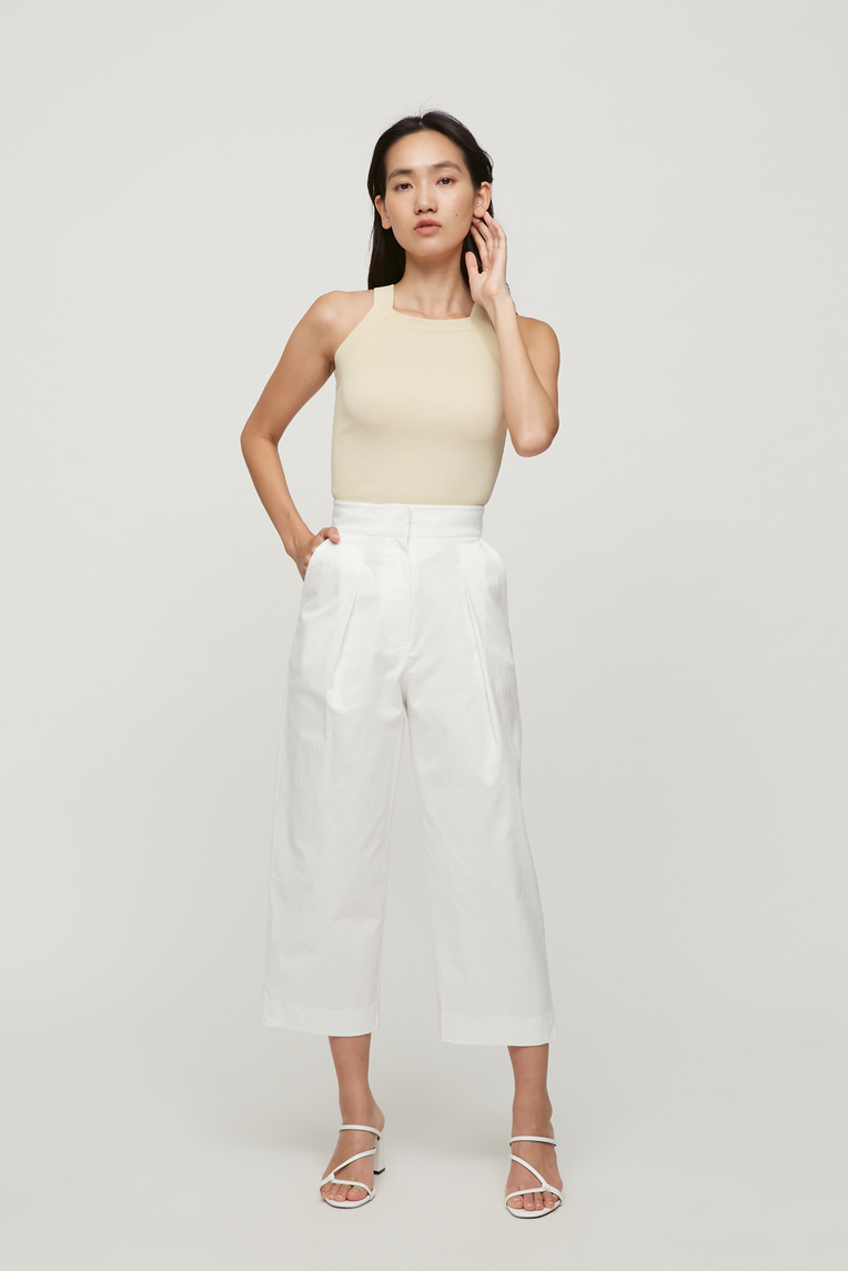 Square-Neck Racer Knit Top