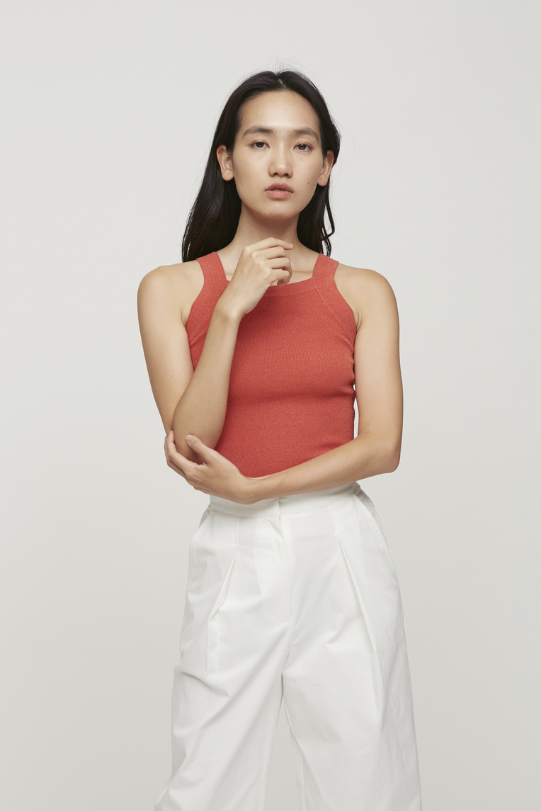 Square-Neck Racer Knit Top
