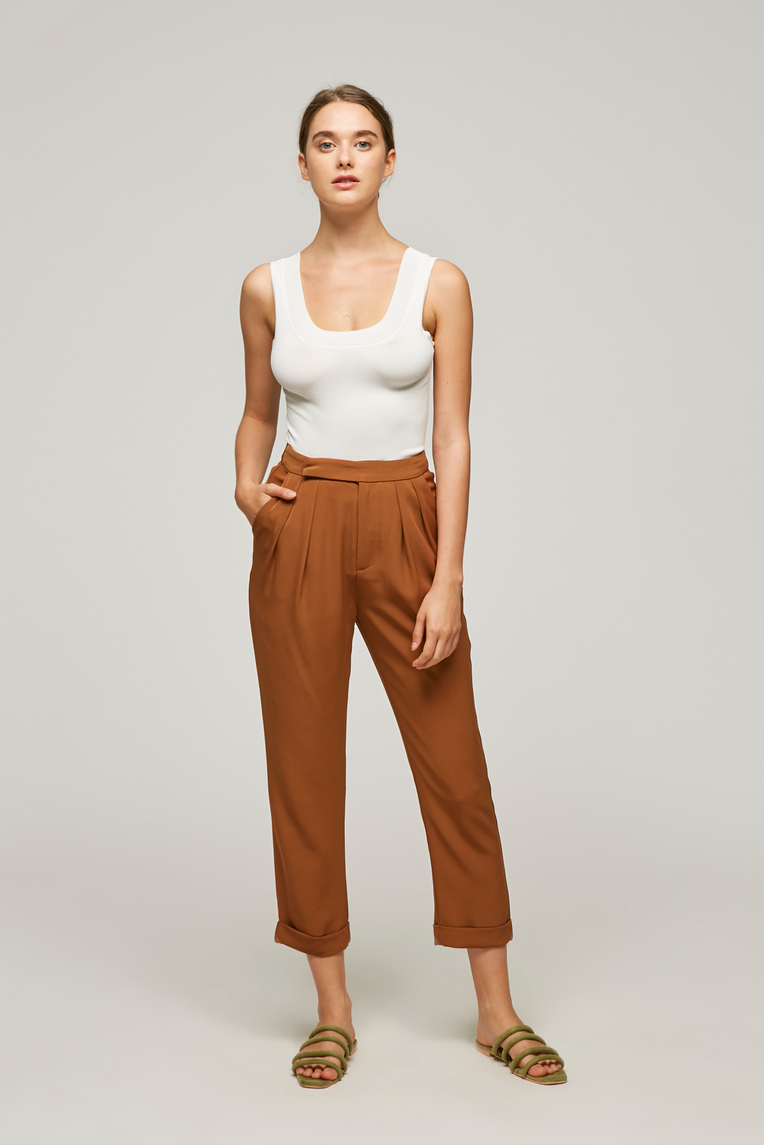 High-Waisted Pleat Pants